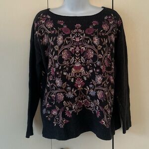 J.Jill Cotton blend floral pullover sweater S